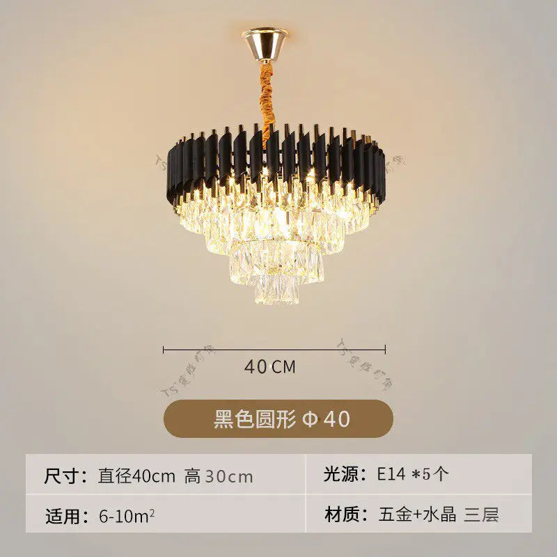 Nordic Luxury Crystal Chandelier Round Pendant Light LED for Living Room Hotel Lobby Hallway Modern Home Decor Hanging Lamp