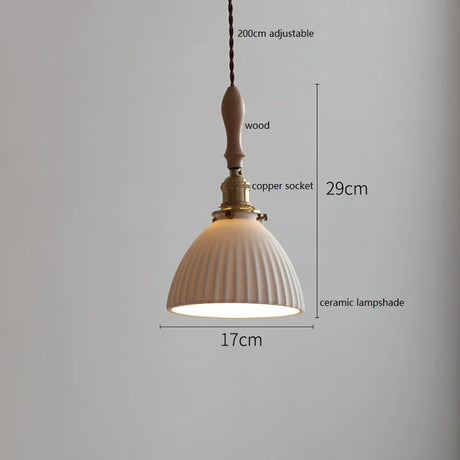 Butterfly Ceramic LED Pendant Lamp Beside Wooden Handle Copper Socket Home Decors Bedroom Dining Living Room Light Hang lamp