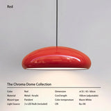 Contemporary Glossy Dome Shade Chroma Dome Black White Orange Red Vibrant Distinct Retro Minimalist Dining Room Pendant Light
