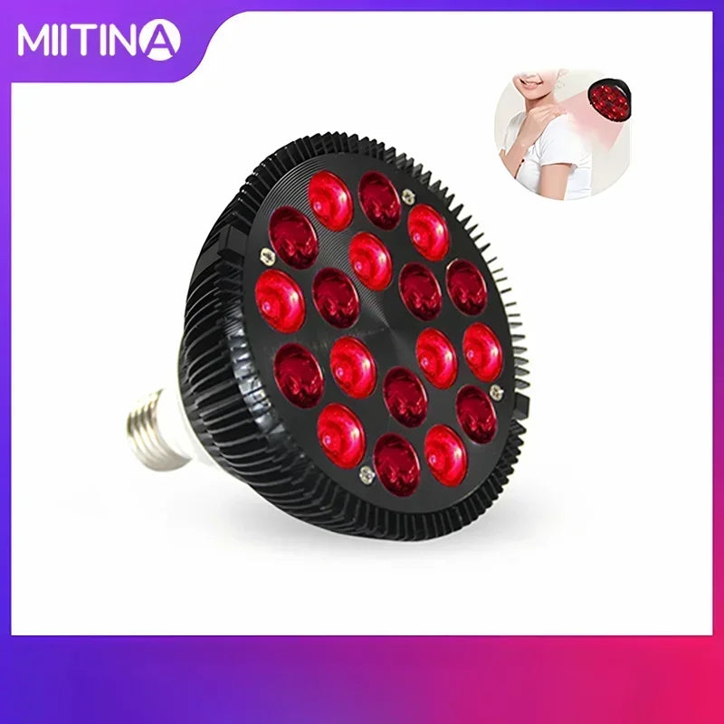 18pcs Red Lights Lamp Therapy Holder 360° Adjustable Clamp 660&amp;850nm Infrared Combo Bulb for Relief and Recovery Skin Care Pain