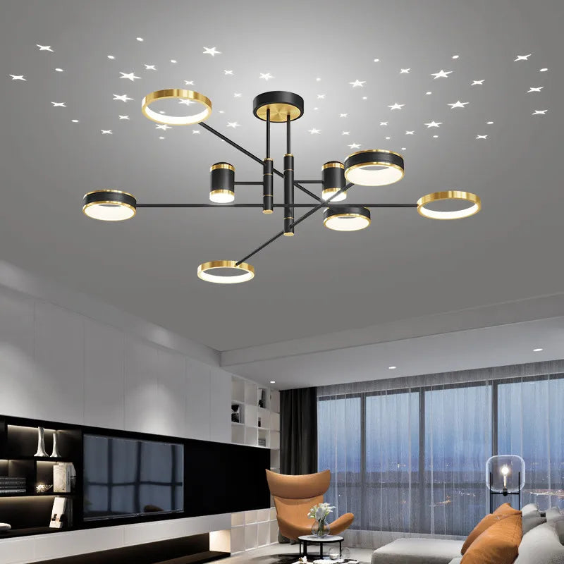 2025 Modern LED Chandelier For Living Room Bedroom Dining Room Kitchen Smart Remote Ceiling Pendant Light Indoor Decorative Lamp