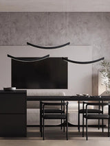 2026 Wood Arch Modern Long Pendant Light - Minimalist LED Dining Table Chandelier