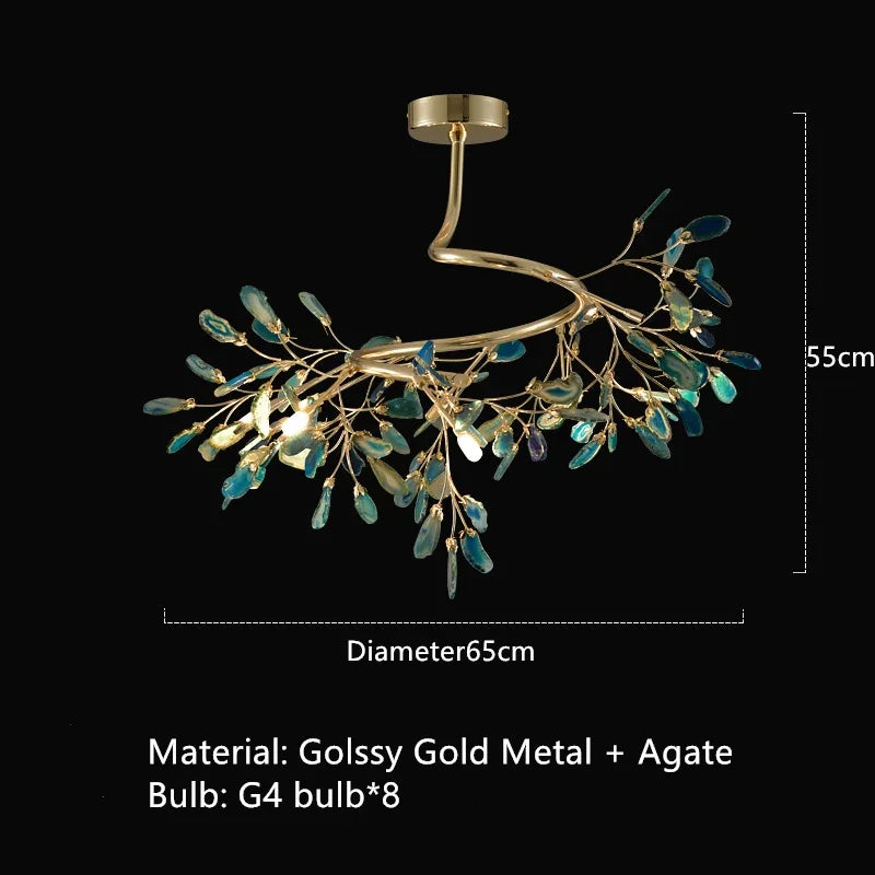 LED Agate Chandelier Modern Firefly Chandelier Living Room Bedroom Flower  Bedroom Kitchen Indoor Tree Branch Pendant Light