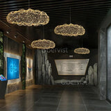 Nordic Art Floating Cloud Chandelier for Hotel Hall Restaurant Office Bar Pendant Lamp Suspended LED Luminaire with Spotlight