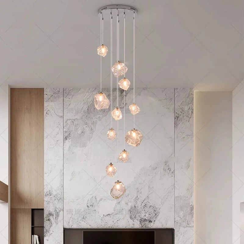 Modern Staircase LED Ceiling Chandelier - Luxury Long Hanging Pendant Light for Living Room