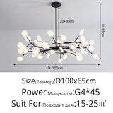 Modern Firefly LED Chandelier Black Gold for Living Room Bedroom Hall Home Decor Indoor Lighting Minimalist Ceiling Pendant Lamp