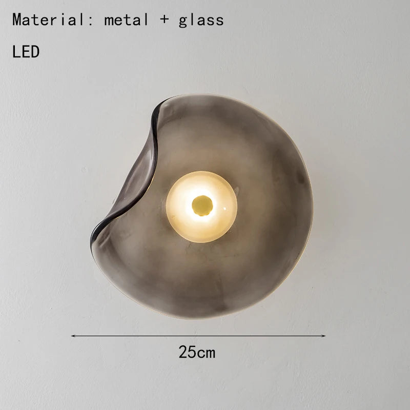 Art Deco Amber Gray Glass LED Wall Light 3000K Sconce For Bedroom Stairs Aisle Foyer