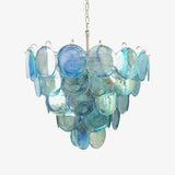 Multicolor Murano Glass Disc Chandelier (French Vintage Style) - Handblown Art Glass Pendant Light Fixture for Living Room & Dining Room Decor