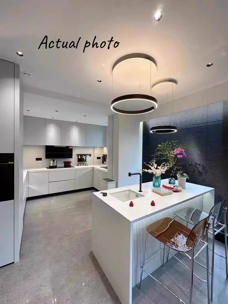 Modern Salon Design Ring Ceiling Chandelier Dining Room Pendant Lamp Bedroom Home LED Lighting Fixtures