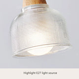 Nordic glass pendant lamp Japanese log wind cafe's restaurant three small chandelier bedroom bedside bar dining table lamps