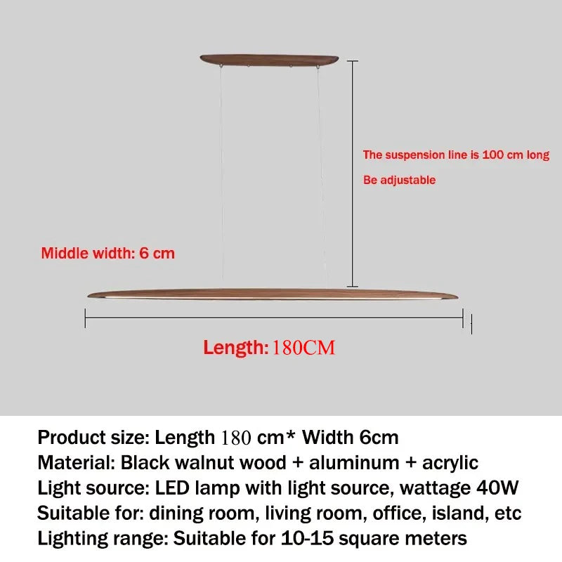 Modern Wooden Linear Pendant Light - Nordic LED Kitchen Island Hanging Lamp