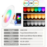 1-5PCS Graffiti Bluetooth Intelligent RGBCCT LED Downlight Full Color Dimming Alexa Voice APP Control Tuya Downlights 10W 15W