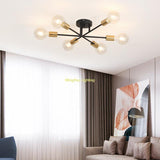 Modern Chandelier Nordic Semi Flush Mount Ceiling Lamp Brushed Antique Gold Home Decor Lighting Fixture
