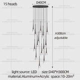Nordic Minimalist Chandelier Home Decor Living Room Loft Chandelier Interior Lighting Duplex House Villa LED Stair Pendant Light