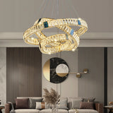 Nordic Luxury Ring K9 Crystal Chandelier Villa Living Dining Room Bedroom Ceiling LED Pendant Light Indoor Lighting Hanging Lamp