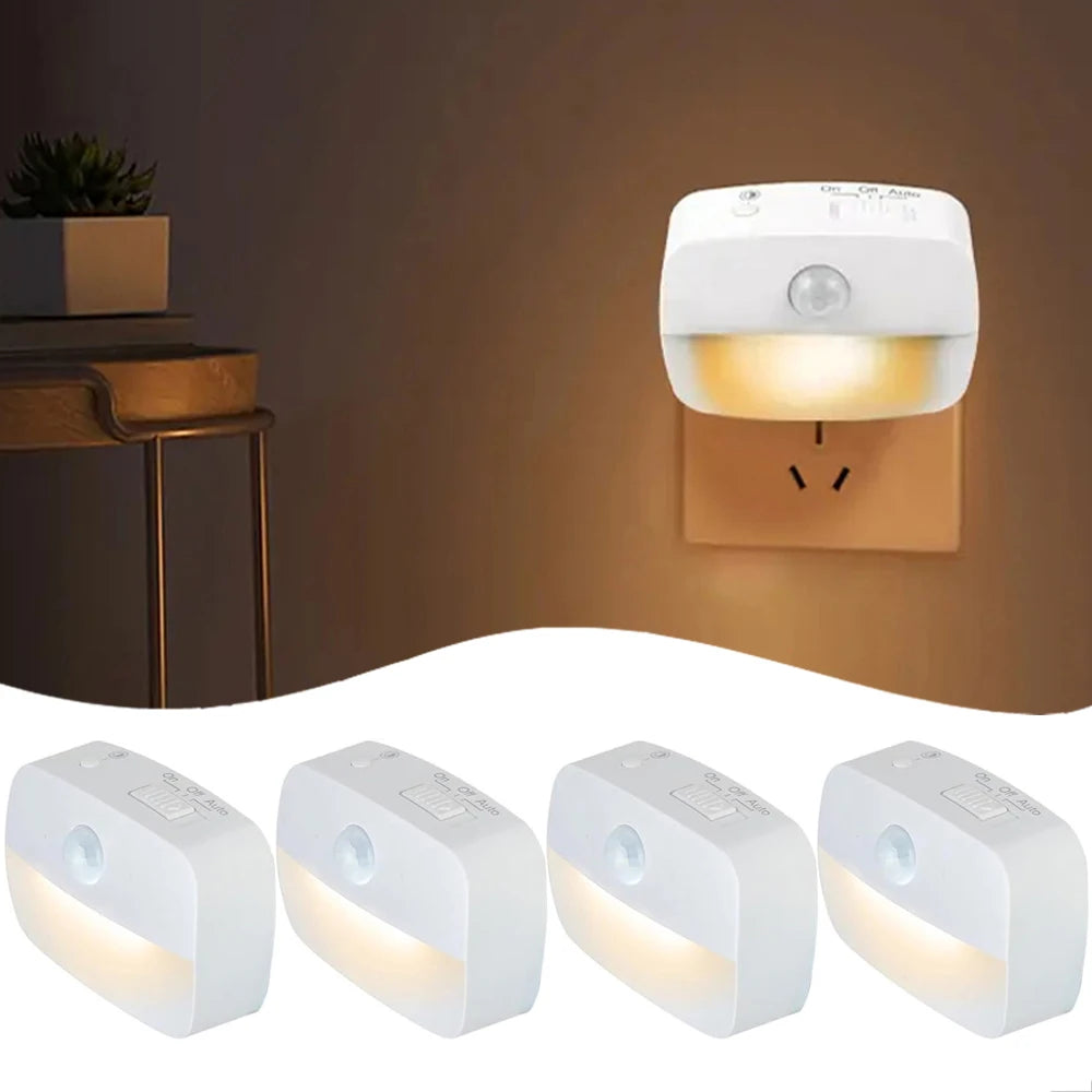 LED Night Light EU Plug In Smart Motion Sensor Light 220V Wall Lamp fo ...