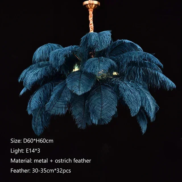 Nordic Ostrich Girl Ins Feather Art Living Room Chandelier Bedroom Indoor Hanging Lamp Pendant Lights Home Decor Ceiling Lamps