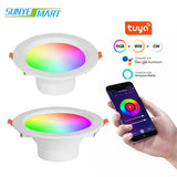 Smart Downlight 9/12/15W Full Color Dimming RGBCW Led Recessed Ceiling Light via APP Remote/Voice Control