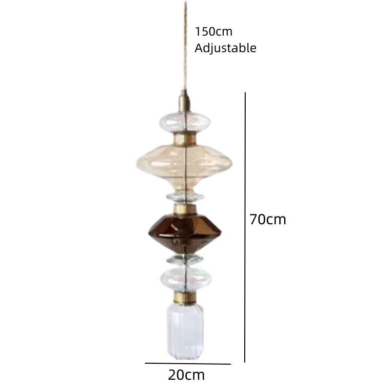 New LED Chandelier Clear Amber Glass Free Collocation Hall Parlor Restaurant Bedside Lighting Fixtures Wire 200cm Adjustable