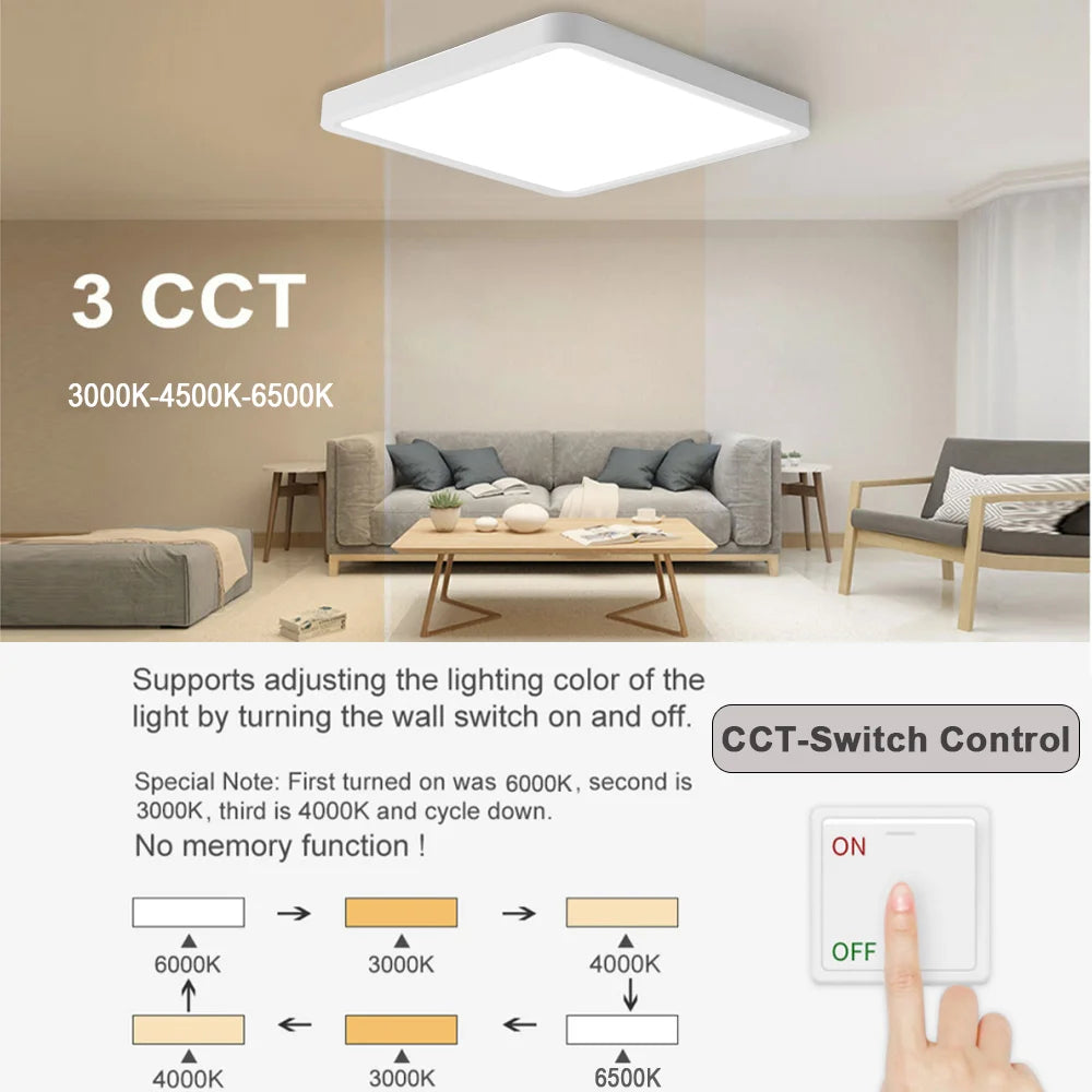 LED Ceiling Light Modern Square Lamp 2.4cm Ultra thin Ceiling Lamps Fixture with Remote Control Dimmable for Bedroom Living Room