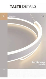 Simple Modern Living Room Pendant Light Creamy Style High-end Atmospheric Bedroom Light LED Nordic Study Circular Ring Lamp