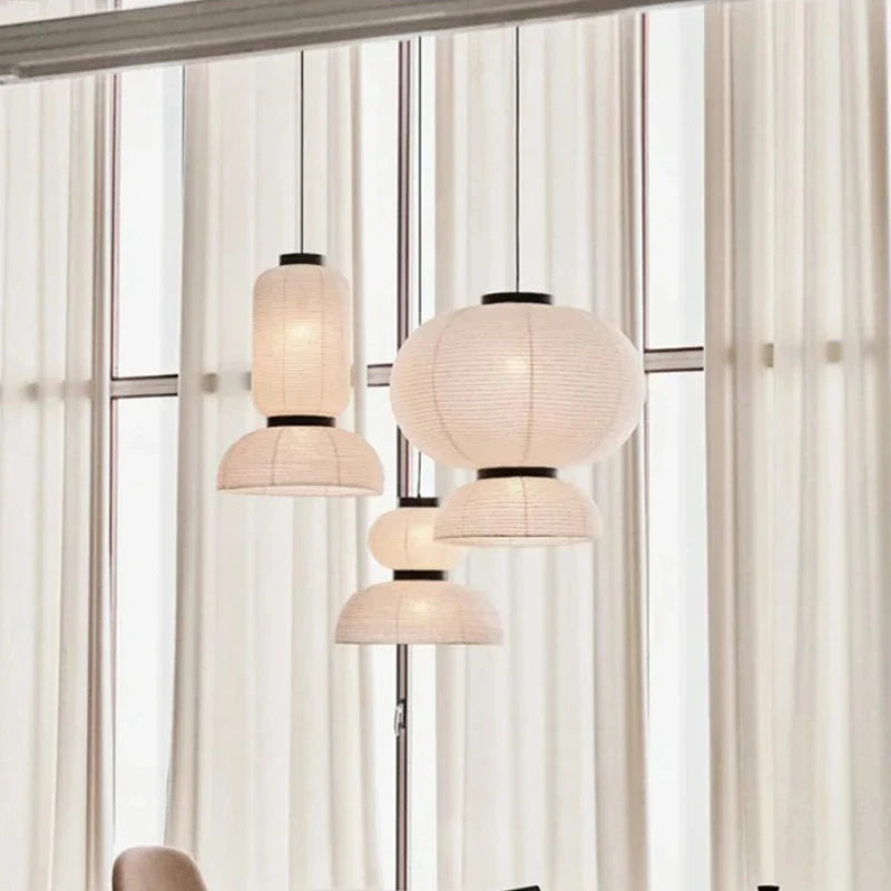 Wabi Sabi Pendant Lamps Rice Paper Chandelier Japan Style Hanging Light for Ceiling Living Room LED Light Room Decor Lustre
