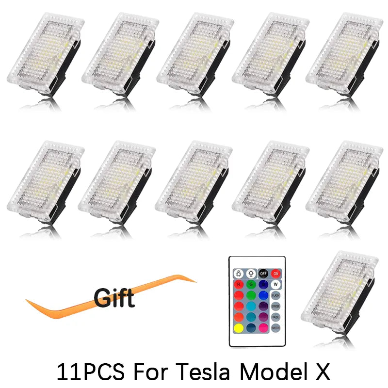 For Tesla RGB LED Lights Bulbs Kit Atmosphere Lamp Projector Trunk Lamp With Remote Control Car Interior for Tesla Model Y 3 X S