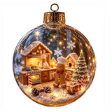 Acrylic Material Christmas Ball Ornament with Light Transparent Design Santa Claus Pendant 8CM Size Hanging Christmas Decoration
