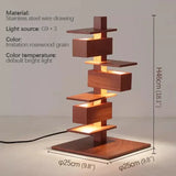 Taliesin Architectural Wooden LED Floor Lamp - Nordic Designer Stacked Column Standing Light Fixture for Living Room, Bedroom, Hotels & Villa Decor