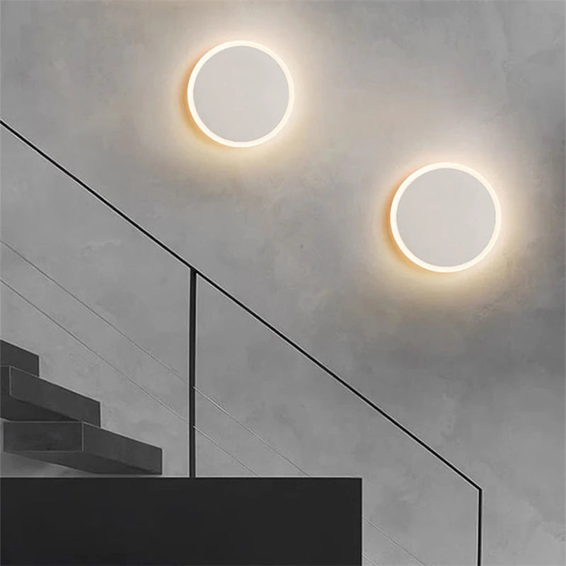 Modern Minimalist Round LED Wall Lamp - Touch Switch & Motion Sensor Porch Light