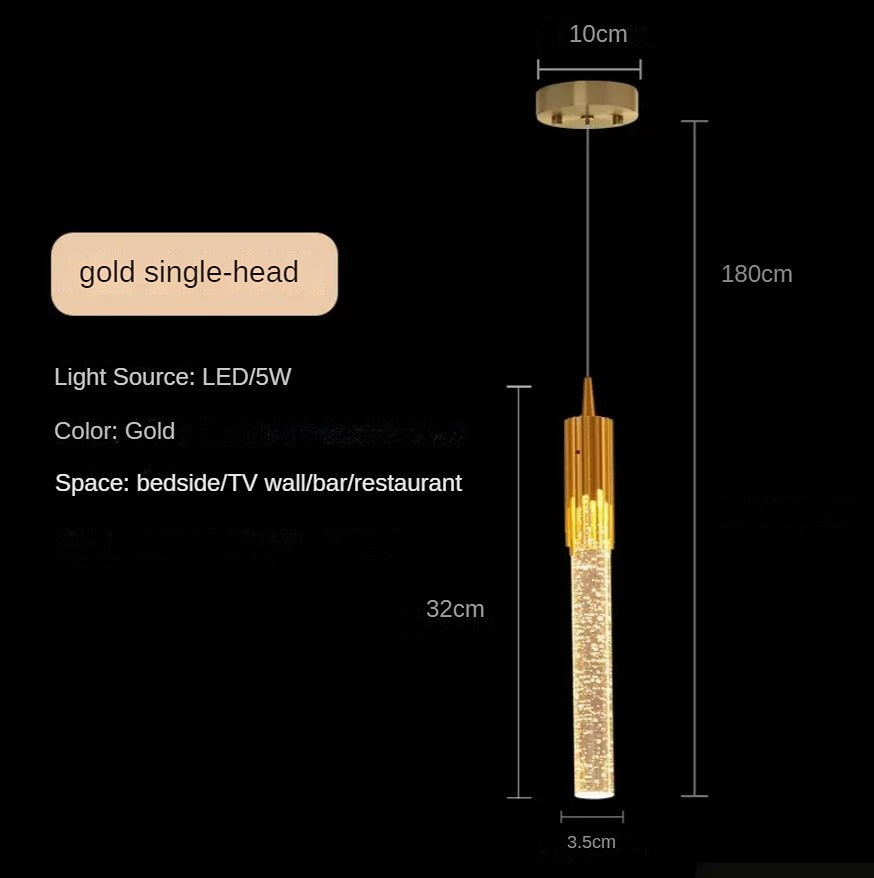 Modern Crystal Pendant Lamp for Bedroom Hanging Lights Ceiling Lighting Bedside Entrance Bathroom Decoration Luminaire Led Lamp