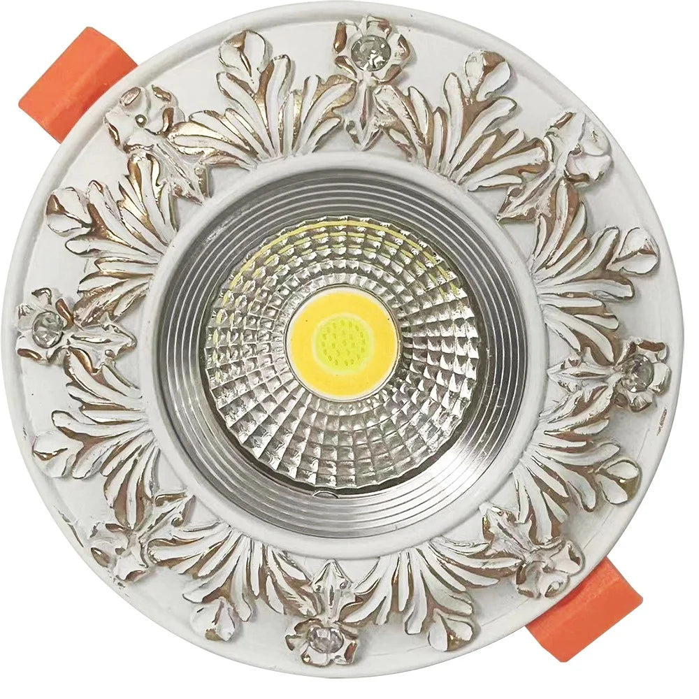 American Pastoral Resin Carving Led Downlight Living Room Restaurant Aisle Lighting Fixtures Loft 7W 5W 220V Recessed Spot Lamp