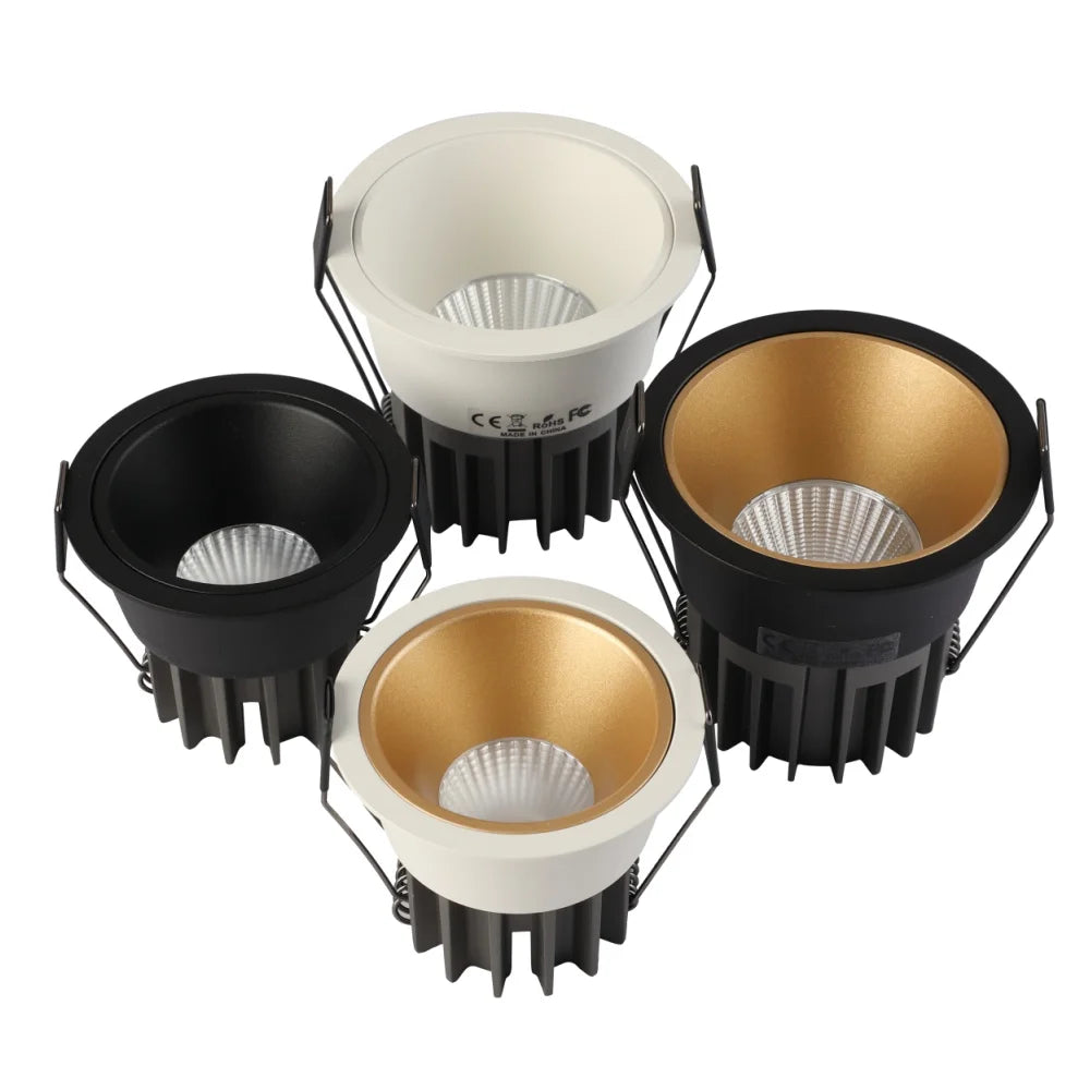 Dimmable LED Downlight Recessed Ceiling Lamp Spotlight Aluminum LED COB Light 5W 10W 12W 18W 20W 24W AC110V 220V Home Office Store