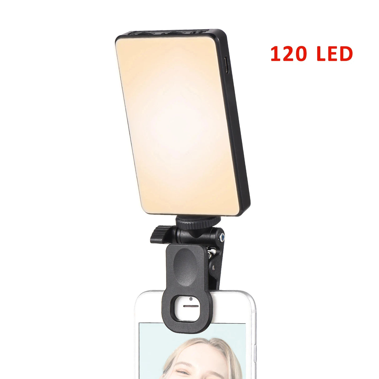 Mini Clip-on Mobile Phone LED Light Selfie Light 120 LED 2500K-9000K W/ Battery for iPhone Samsung Huawei Xiaomi Smartphones