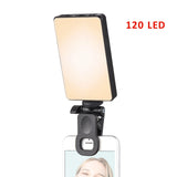 Mini Clip-on Mobile Phone LED Light Selfie Light 120 LED 2500K-9000K W/ Battery for iPhone Samsung Huawei Xiaomi Smartphones