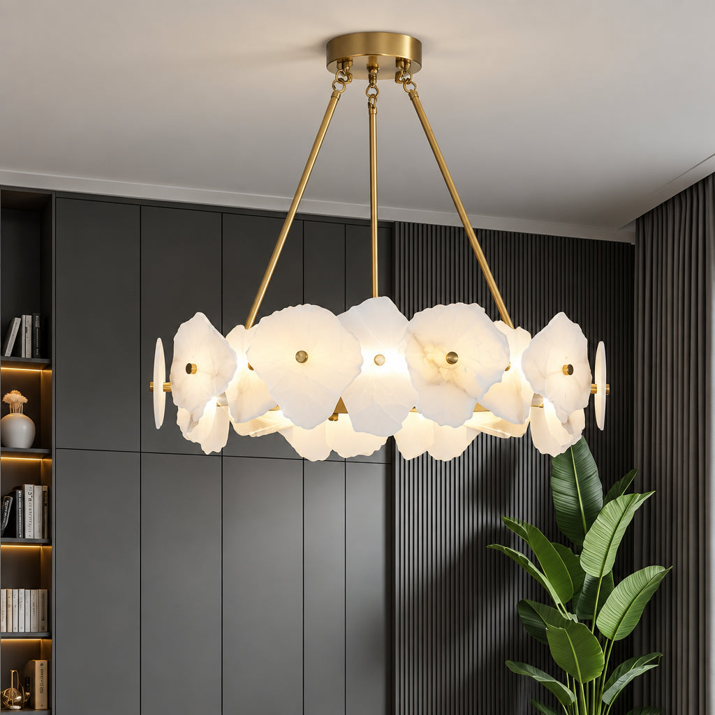 Modern Natural Marble LED Pendant Light - Luxury Stone Ceiling Chandelier Lamp Fixture for Dining Table, Living Room & Bathroom