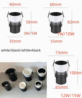Mini Anti-Glare LED Spotlight - 35mm & 55mm Dimmable COB Ceiling Light