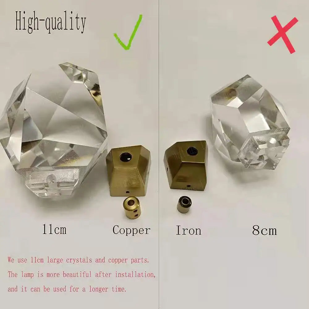 Copper Luxury Wall Light Modern Diamond Design Crystal Wall Lighting Bedroom Bedside Lamp Fixture Clear Cristal Led Wall Sconce