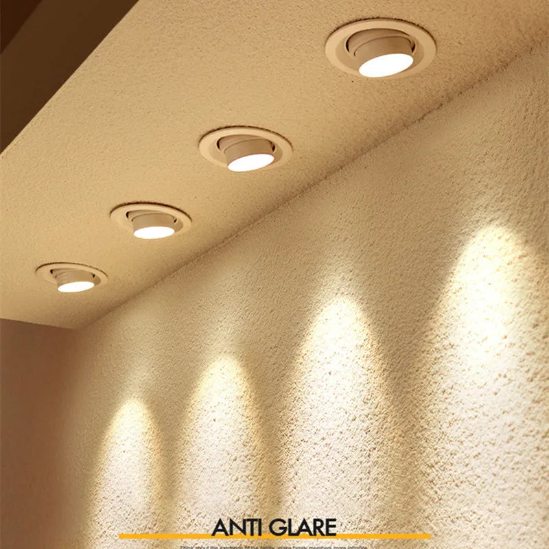 2025 New Style Zoom Beam Angle Adjustable 15-60 Degree Recessed Dimmable LED Downlight 10W12W15W18W20W24W COB Ceiling Spot Light