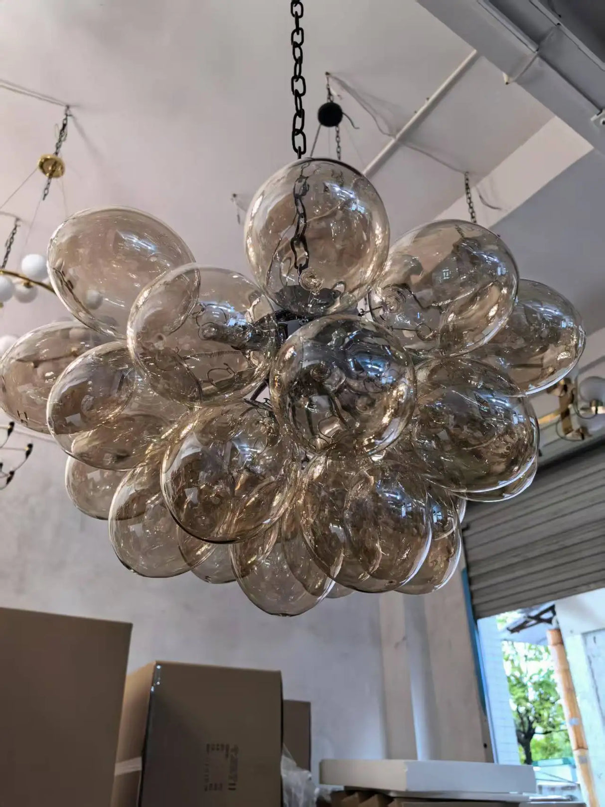 Nordic Balloon Bubble Lighting Boy Children's Bedroom Chandelier Living Room Model Restaurant Creative Ash Glass Lamp