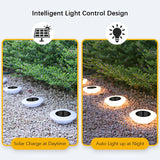 14 LED Solar Ground Lights - Waterproof Outdoor Disk Lights for Garden & Pathway