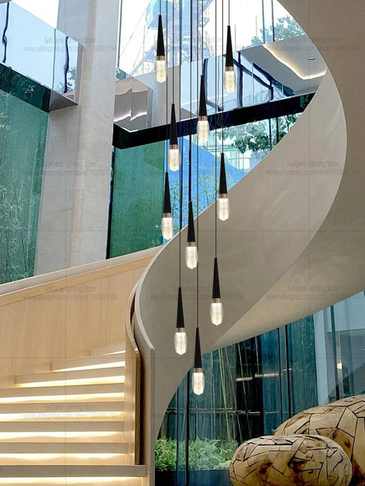 Nordic Modern Home Decoration Chandelier Hanging Stairs Pendant Light Villa Living Room Kitchen Pendent Lamp Indoor Lighting