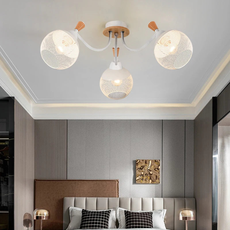 Chandeliers living room ceiling lamp kitchen solid wood E27 pendant lights dining room white/black ceiling light