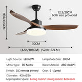 52Inch 3 ABS Blade DC 35W Pure Copper Motor Ceiling Fan With 60W LED Light Support Remote Control Strong winds Electric fans