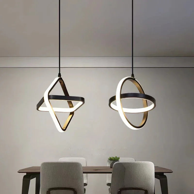 Modern Led Pendant Lights Black Chandelier For Dining Room Bedroom Bedside Pendant Lamp Home Dining Table Room Decor Hanging Lamp