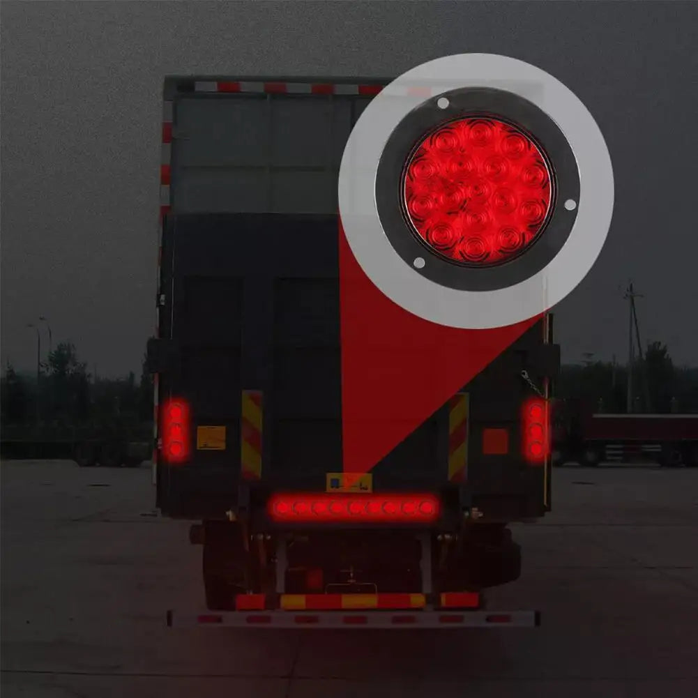 Universal Round LED Rear Tail Lights - 12V 24V Turn Signal Brake Stop Reverse Lamp
