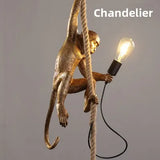 Nordic Resin Monkey Wall Lamp, Creative Animal Rope Light for Kids Room, Restaurant, Bar & Corridor Decoration