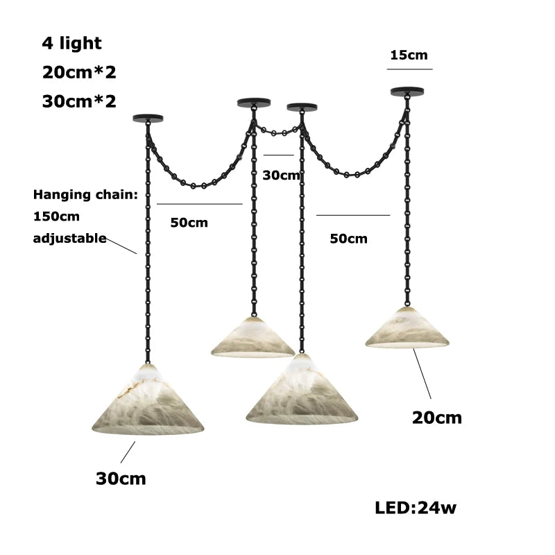 Marble Umbrella Diy Iron Chain Led 2025 Chandelier Alabaster Lustre Suspension Luminaire Lampen For Corridor Entry Way