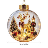8cm Christmas Ball Ornament Transparent Acrylic Xmas Hanging Decoration with Light DIY Snowman Crystal Ball Christmas Decor