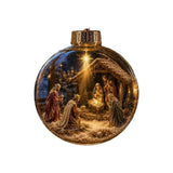 Vintage Winter Glowing Christmas Ball Ornament Plastic Acrylic LED Warm Lights 3D Christmas Hanging Bauble Shock-Resistant